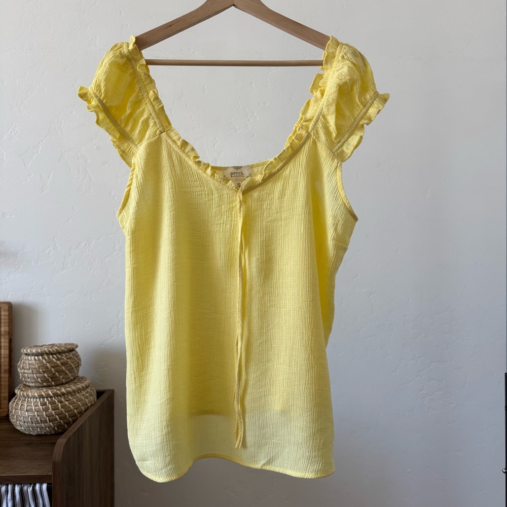 Anthropologie Perch Yellow Ruffled Sleeve Top